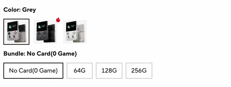 Focus crop. Color: Grey and Bundle options illustrate the buyer's version choice. They do not prove a bundle-selling switch exists in this seller form.